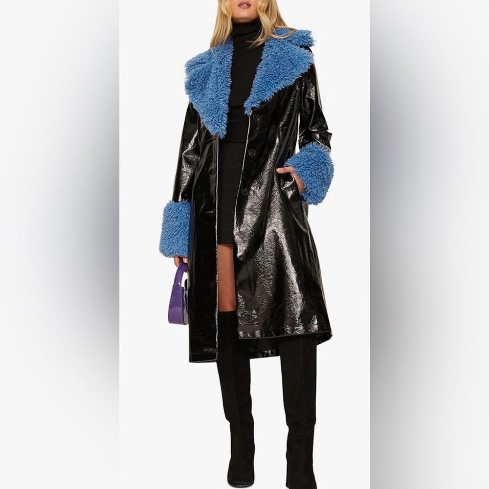 Love, Whit Faux Sherpa Collar Trench Coat
